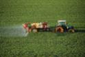 A farmer sprays a chemical fertilizer containing nitrogen on a wheat field in southern France. Nitrogen fertilizers are a known source of greenhouse gases.