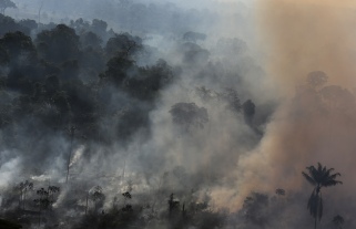 An aerial view of Amazon rainforest burning to clear land for cattle pasture near the city of Novo Progresso, Para state, September 23, 2013. Picture taken on September 23, 2013. REUTERS/Nacho Doce (BRAZIL)